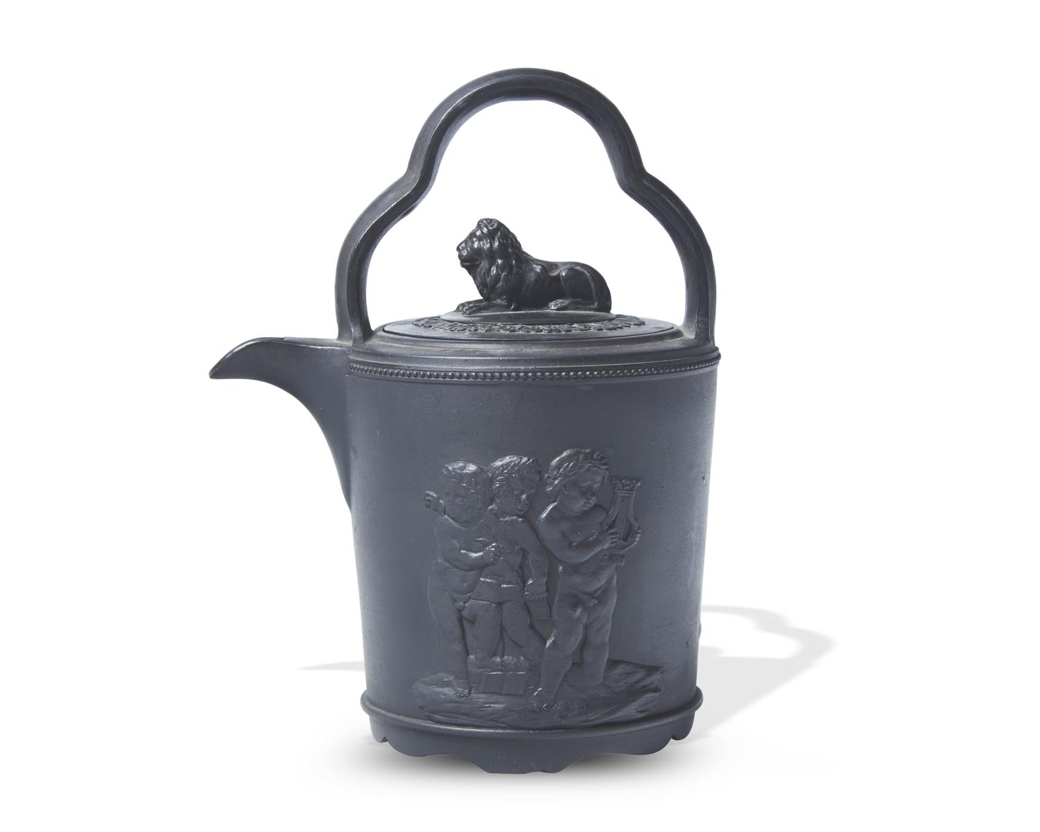 A Wedgwood and Bentley Black Basalt Covered Teapot