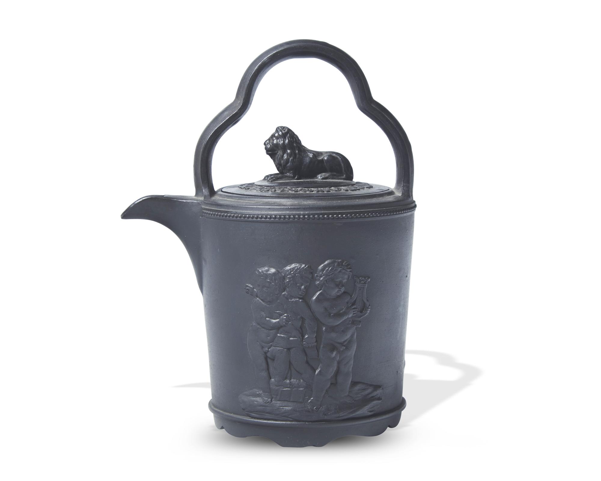 A Wedgwood and Bentley Black Basalt Covered Teapot