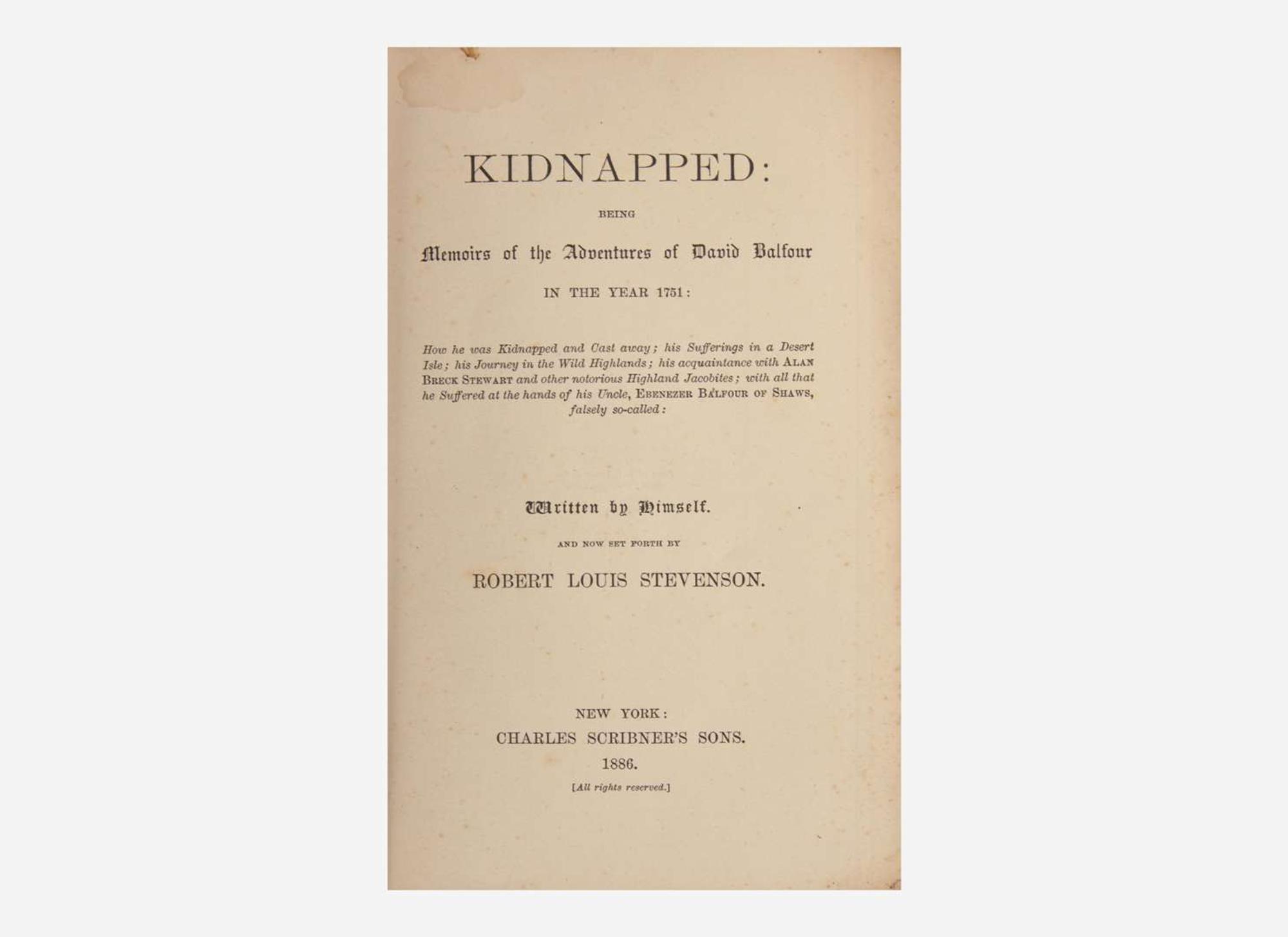 [Literature] Stevenson, Robert Louis: Kidnapped: Being Memoirs of the Adventures of David Balfour in the Year 1751...
