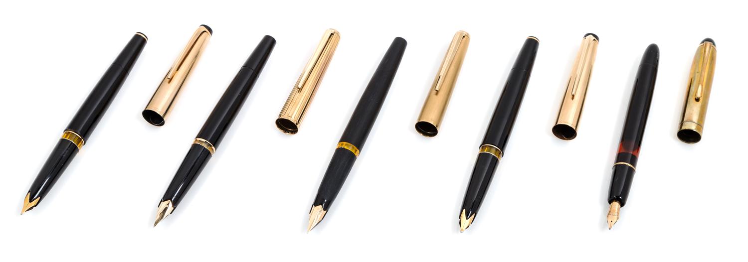 A Collection Five Montblanc Meisterstuck Fountain Pens