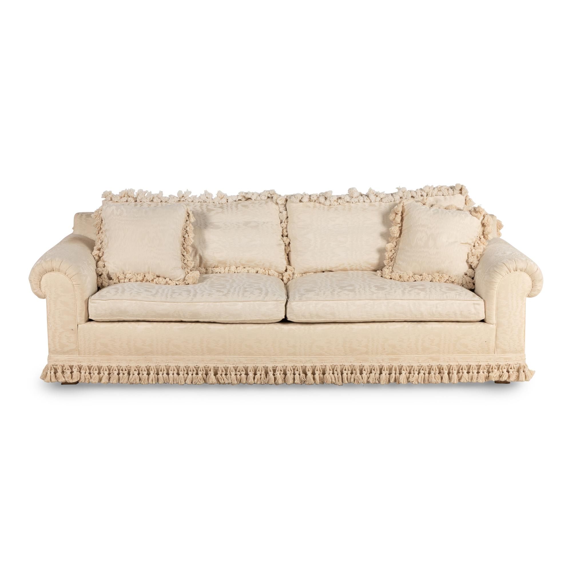 A Custom Silk Moiré Upholstered Sofa
