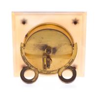 A Cartier Agate and Diamond Mounted Desk Clock Height 3 inches. — MOVEMENT BY EUROPEAN WATCH & CLOCK CO., FRANCE