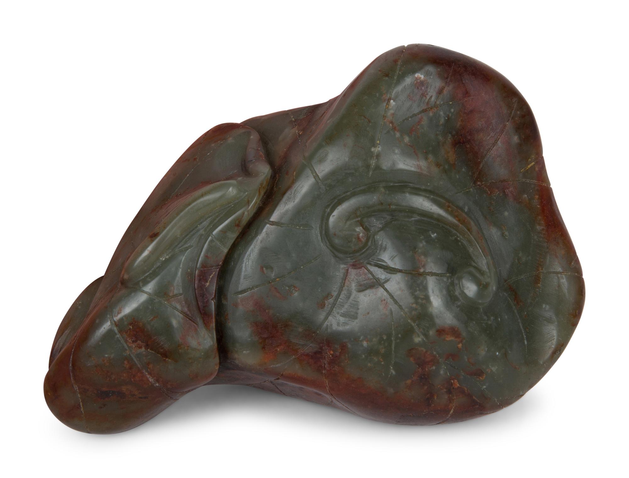A Chinese Carved Jade Double Carp on Lily Pad — 20TH CENTURY