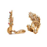 YELLOW GOLD AND GEMSTONE EARCLIPS