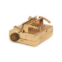 Multigem and Yellow Gold Music Box Charm