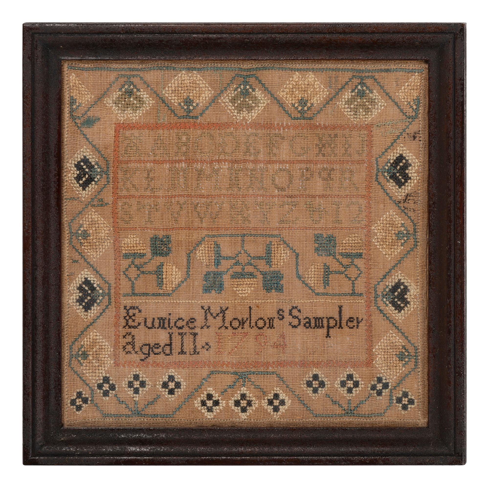 Four Needlework Embroidered Schoolgirl’s Samplers