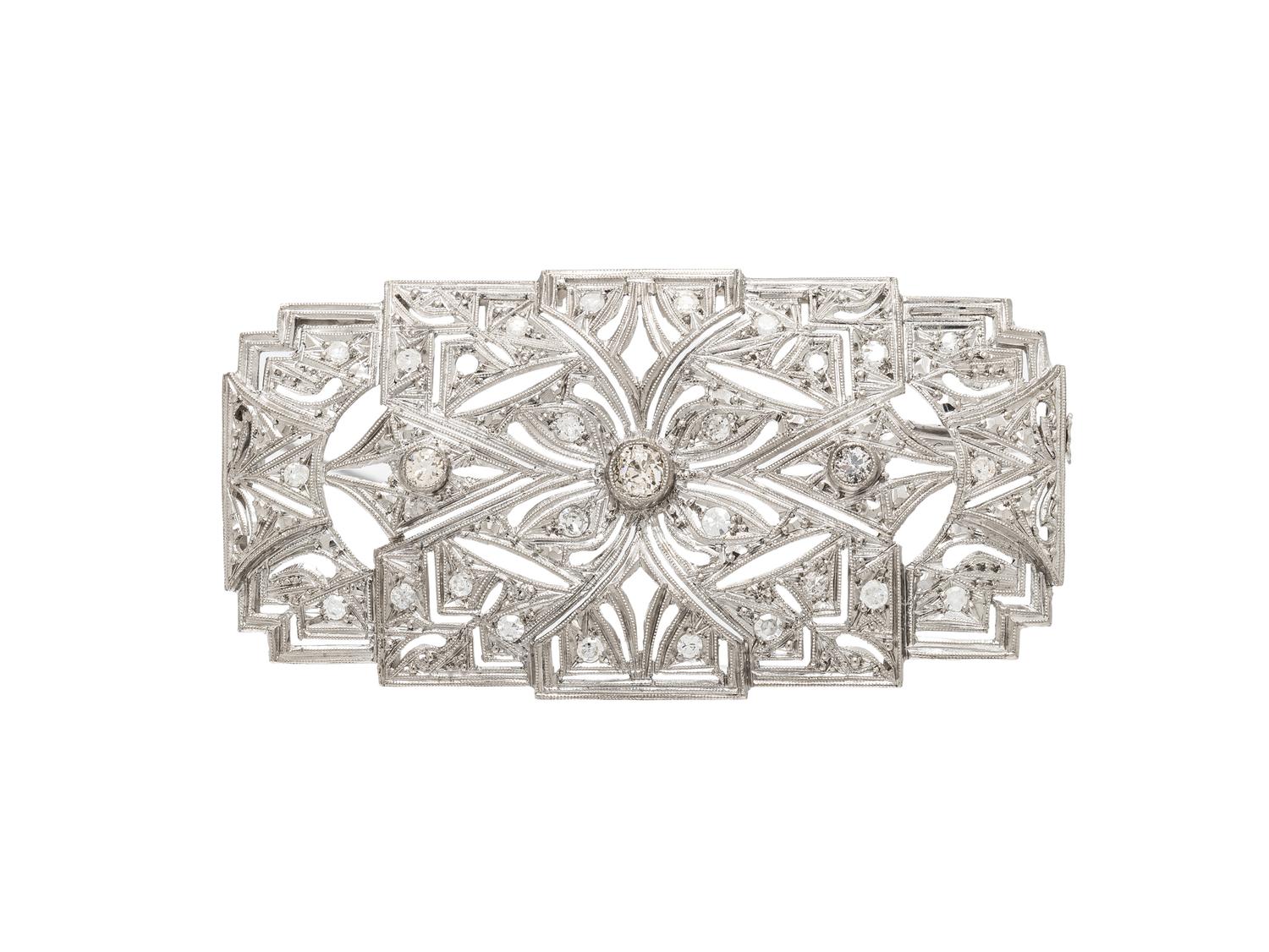 ART DECO, DIAMOND AND PLATINUM BROOCH