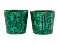 A Pair of Bronze Mounted Malachite Cache Pots