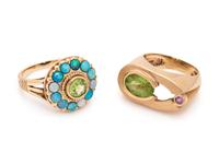 COLLECTION OF YELLOW GOLD AND GEMSTONE RINGS