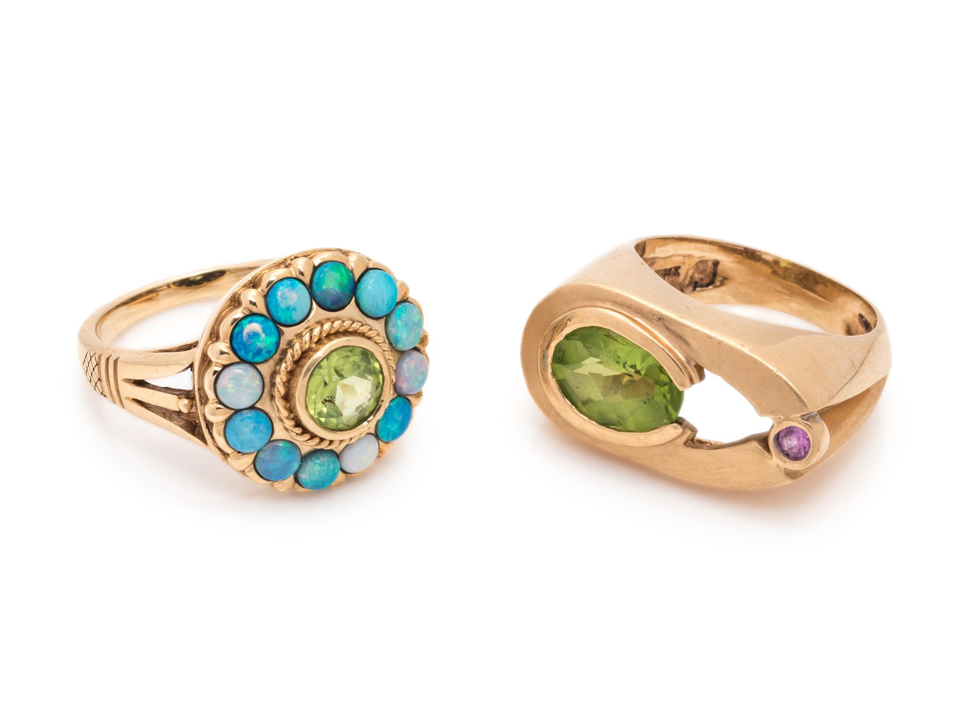 COLLECTION OF YELLOW GOLD AND GEMSTONE RINGS
