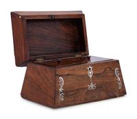An English Mother-of-Pearl-Inlaid Rosewood Tea Caddy