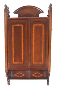 A Mahogany Barber Wall Cabinet Height 38 x width 22 x depth 7 inches.