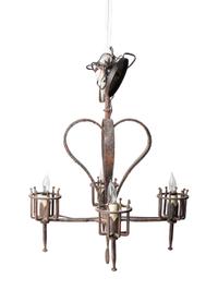 A Four-Light Mizner Style Wrought Iron Chandelier — EARLY 20TH CENTURY