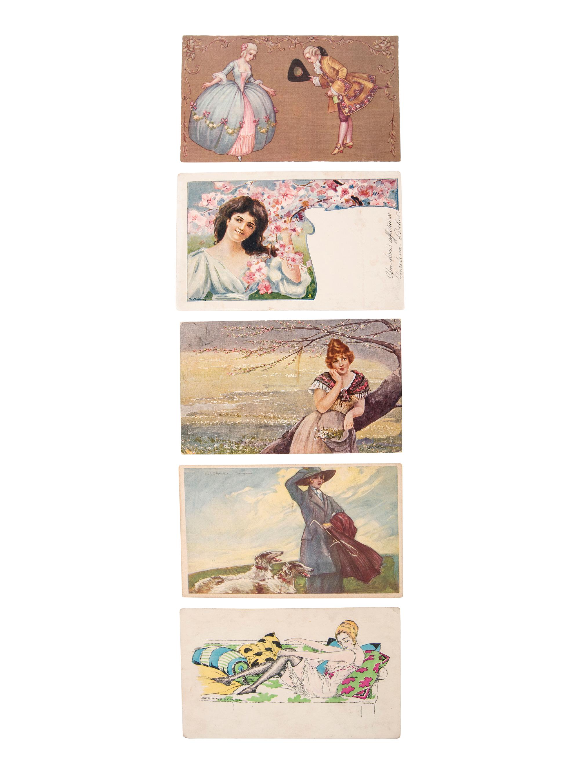 [ADVERTISING]. An extensive collection of trade cards and postcards featuring depictions of beautiful women, including: