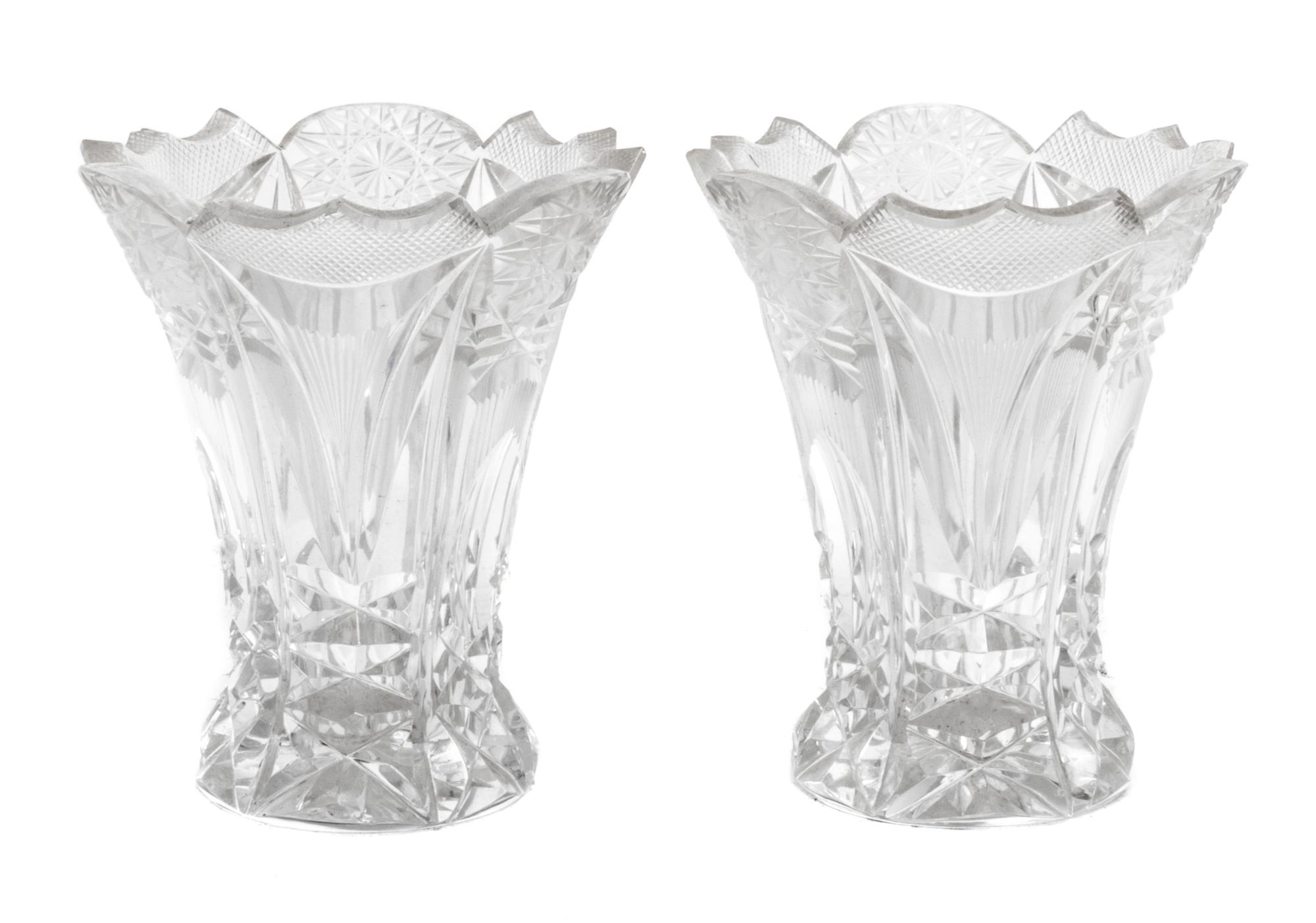 Two Victorian Enameled Glass Vases Height of tallest 10 3/4 inches.