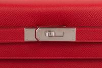 Red Hermès Epsom Leather Kelly 32 with Strap, 2014