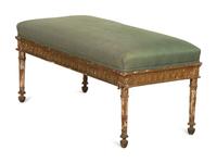 A Louis XVI Style Giltwood Bench with Upholstered Seat