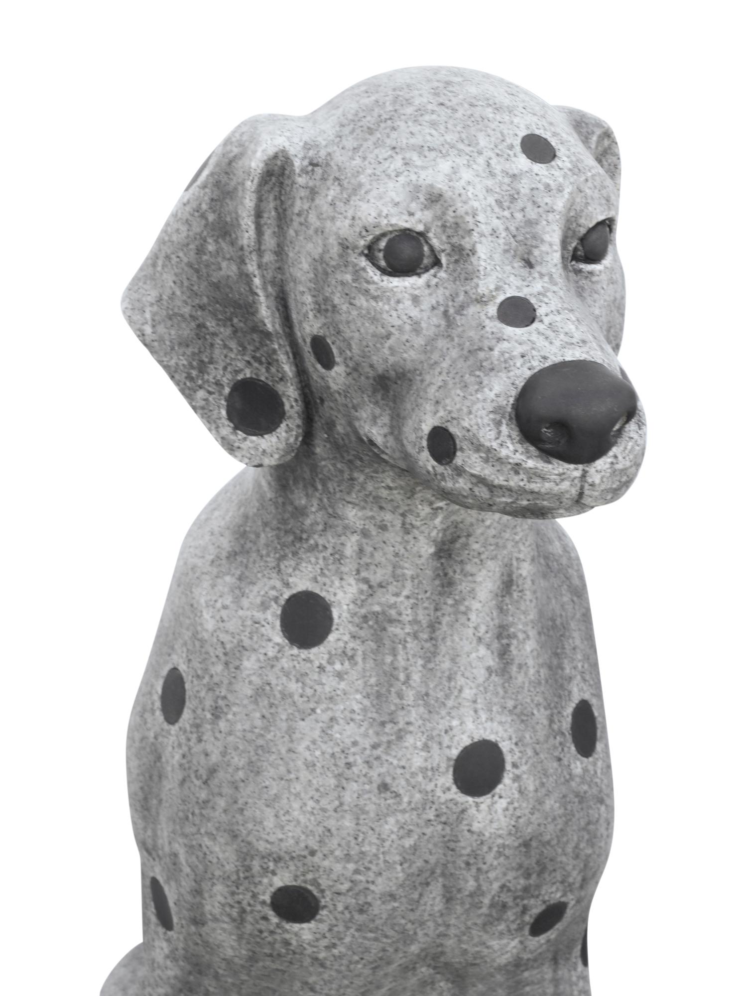 A Pair of Continental Marble-Inlaid Granite Seated Dogs