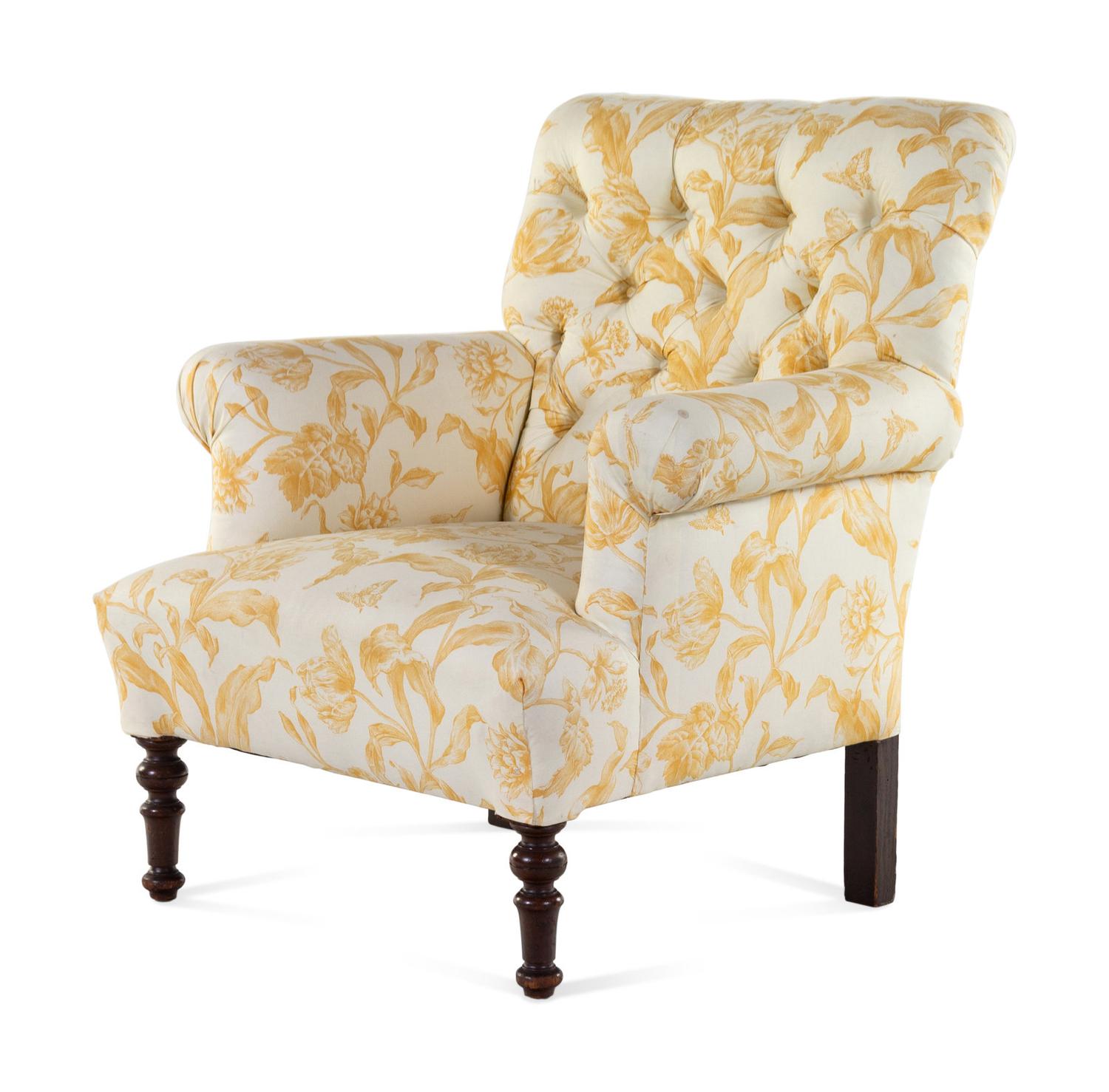 A William IV Style Button Tufted Mahogany Easy Chair