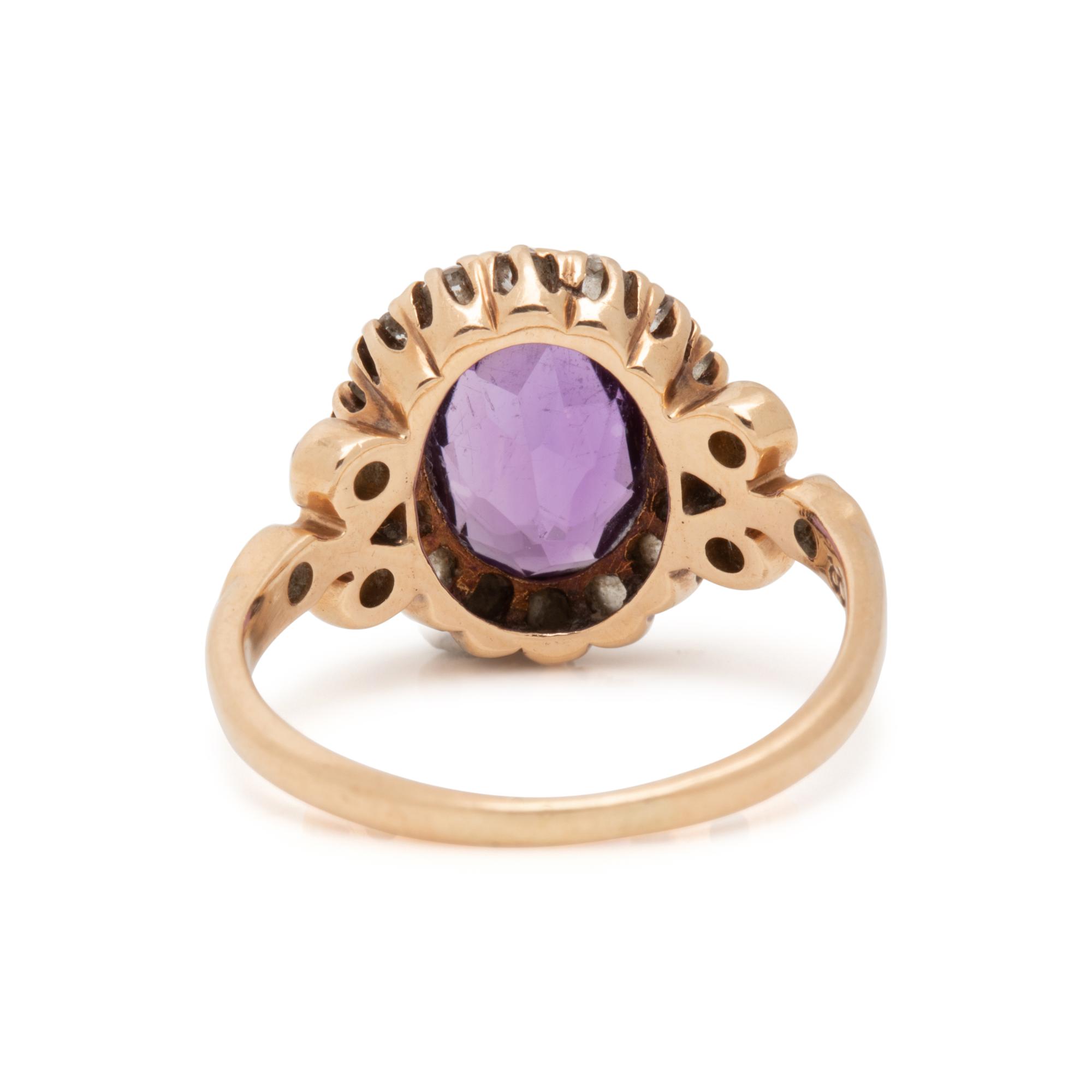 ANTIQUE, AMETHYST AND DIAMOND RING