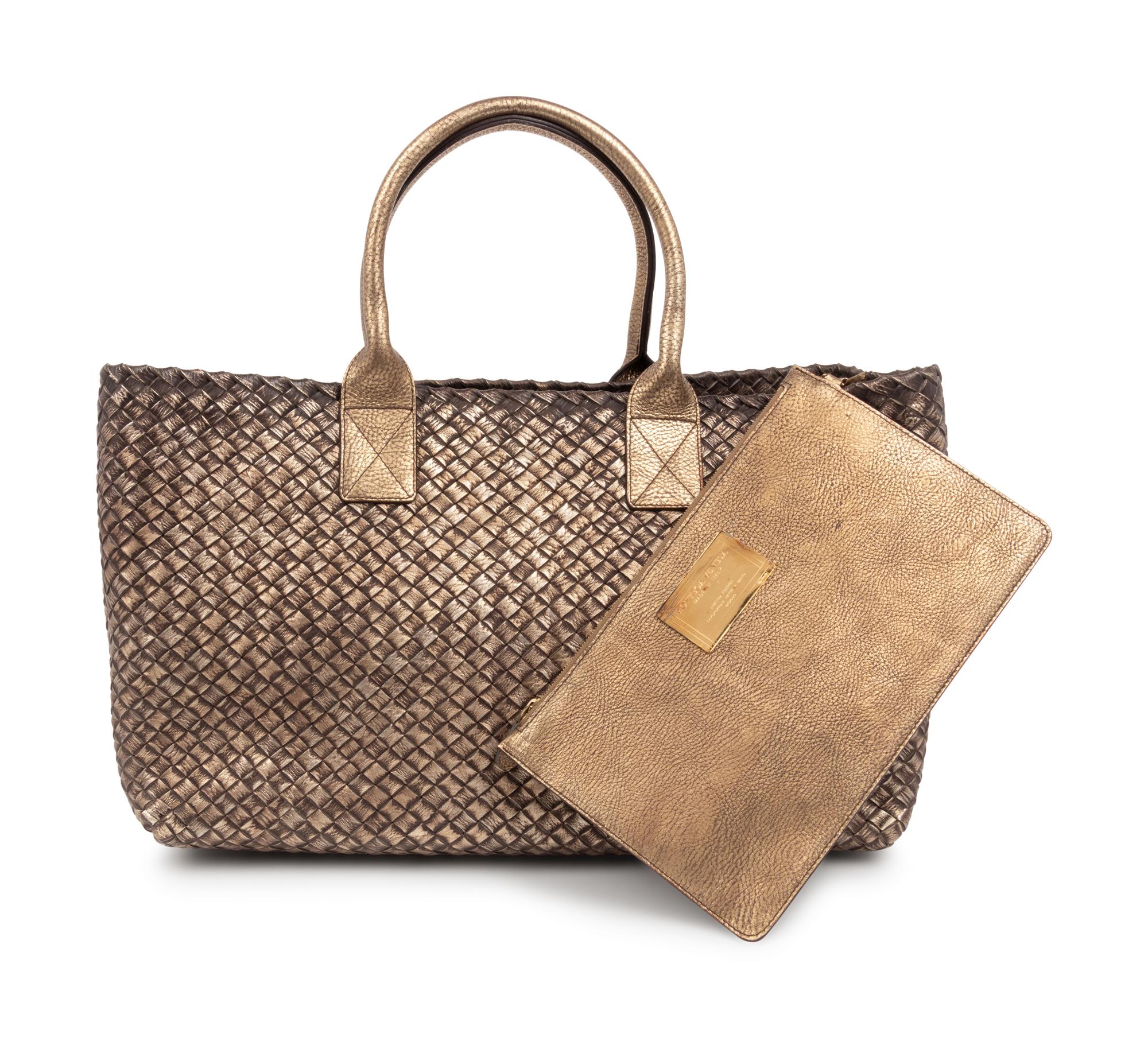 Bottega Veneta Limited Edition Metallic Intrecciato Leather Cabat Tote, c.2008