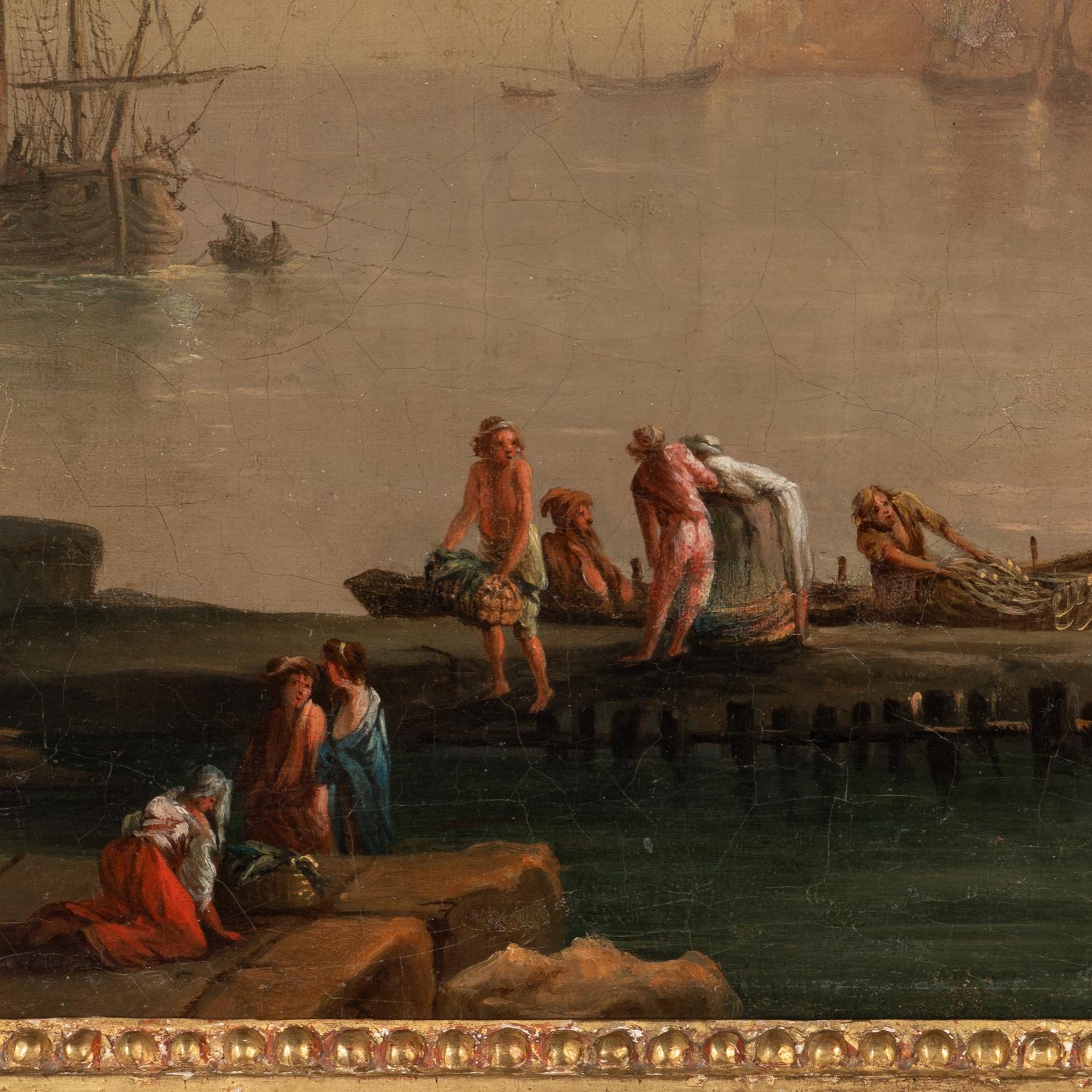 Circle of Charles François Lacroix (French, born c. 1700-1782) — Fishermen in a Bay by a Mediterranean Coast