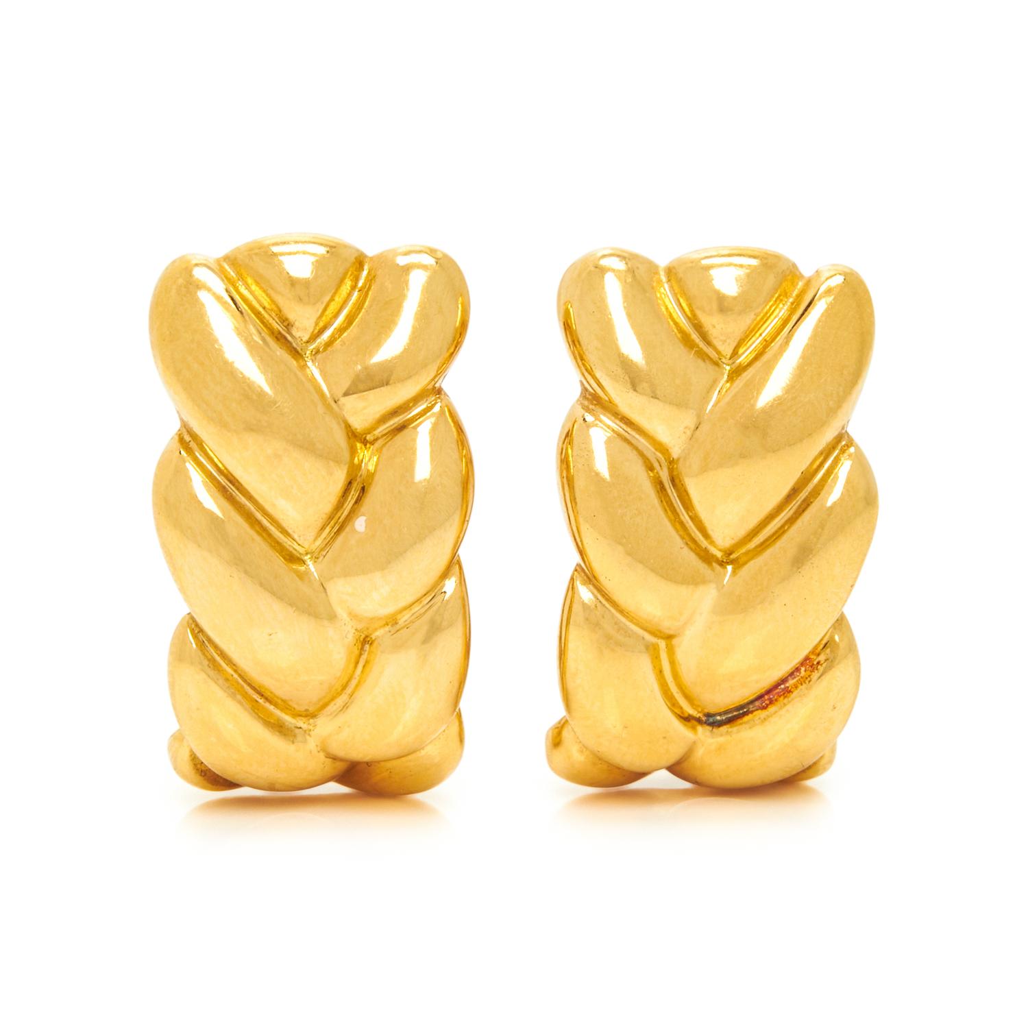 CARTIER, YELLOW GOLD CLIP EARRINGS