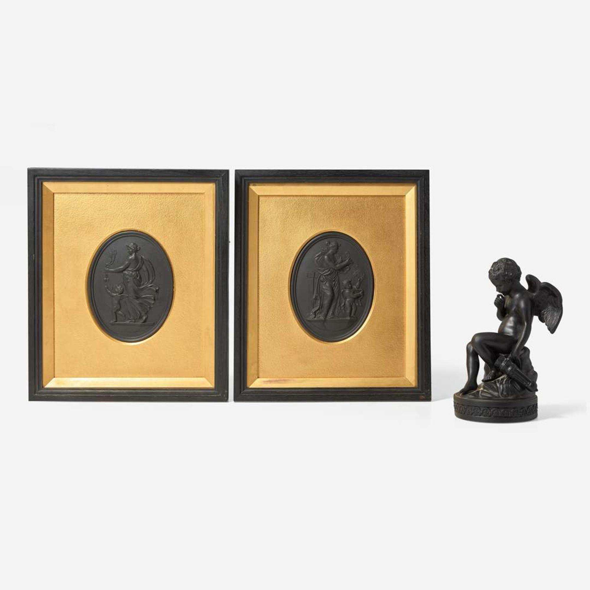 A group of three Wedgwood black basalt wares England, 19th century