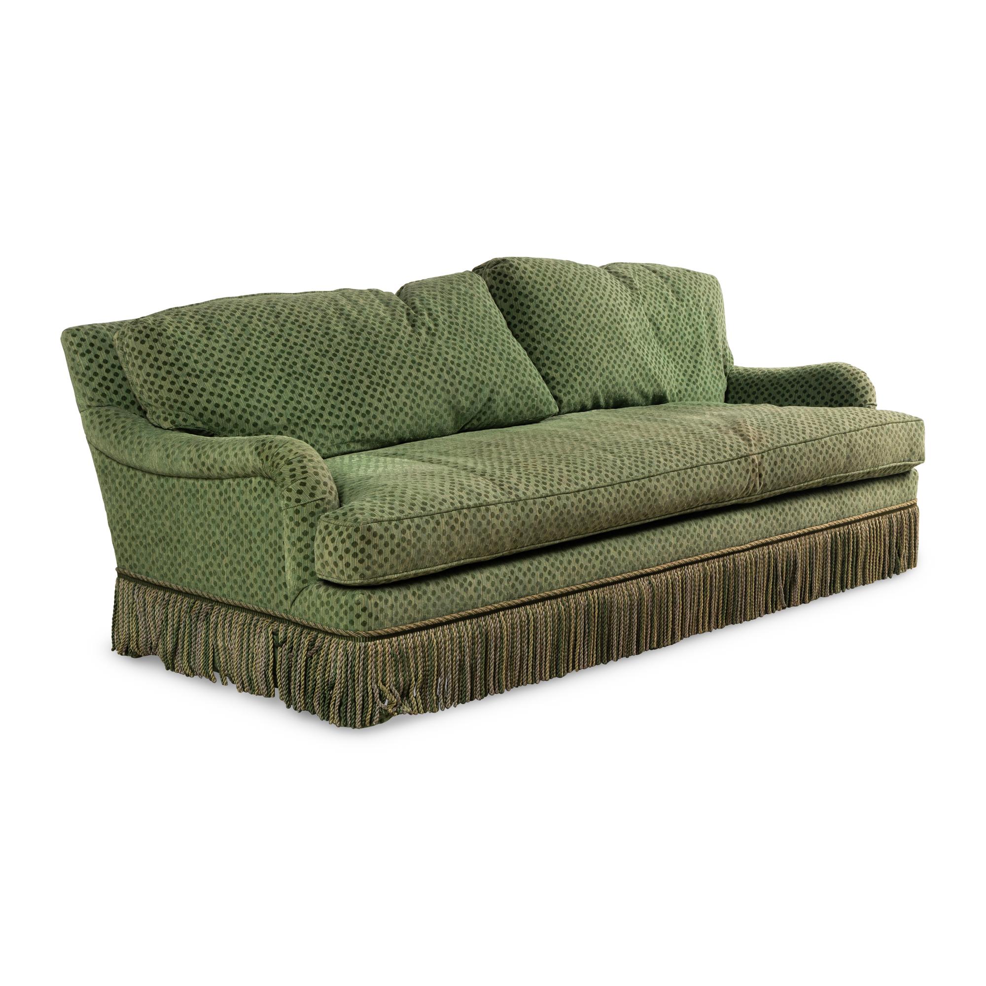 A Custom Two-Cushion Sofa with Bullion Fringe