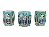 Three Chinese Glazed Porcelain Garden Seats