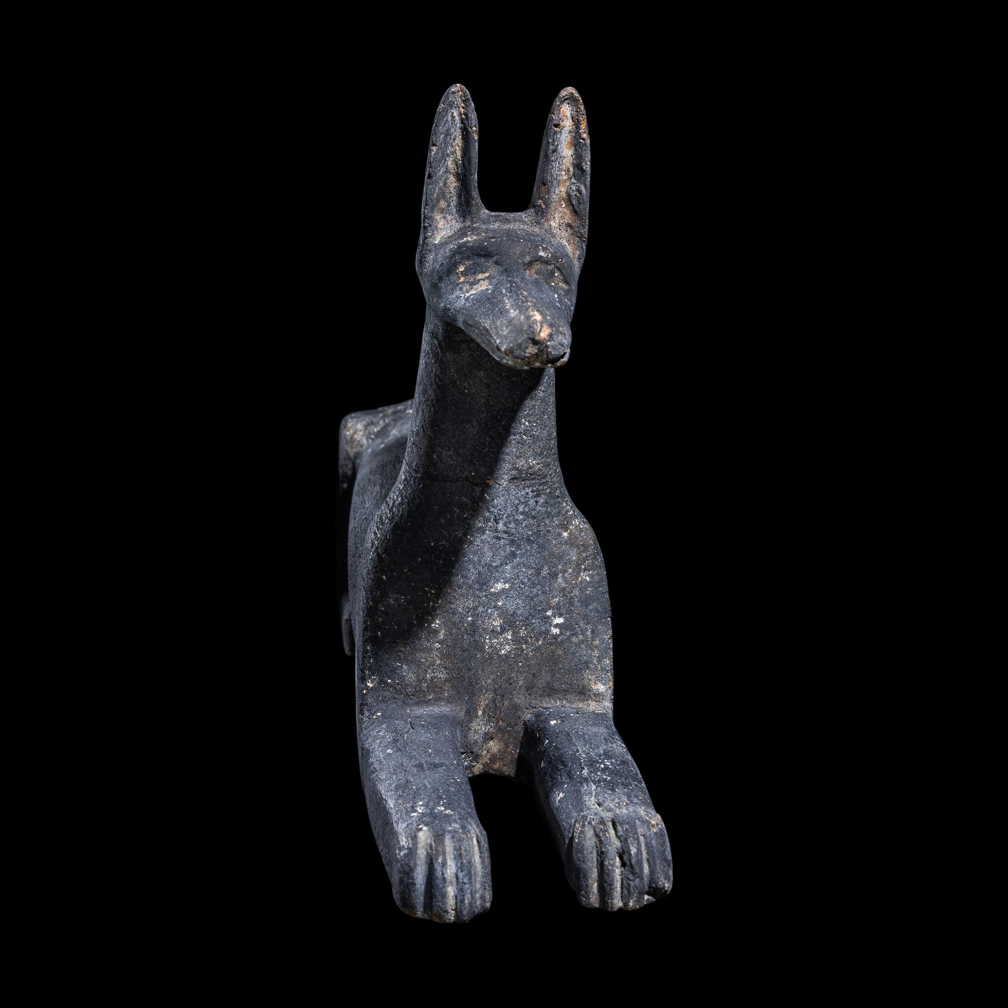 An Egyptian Painted Wood Jackal