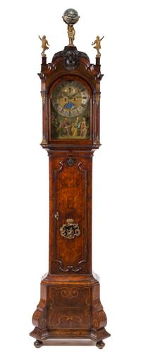 A Dutch Gilt Metal Mounted Burl Walnut Tall Case Clock Height 110 1/2 inches. — PAULUS BRAMER & SON, AMSTERDAM, 18TH CENTURY