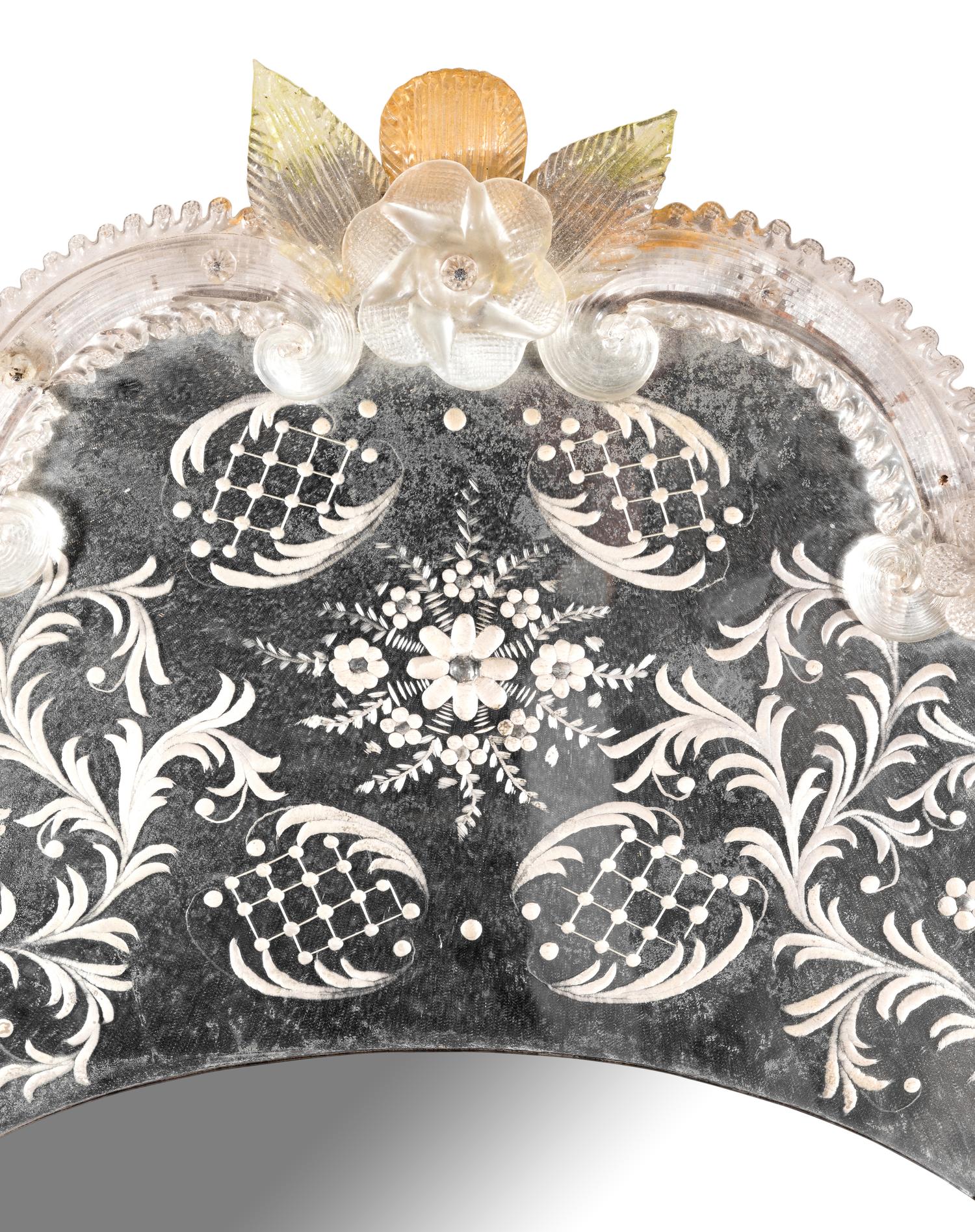 A Venetian Etched Glass Mirror
