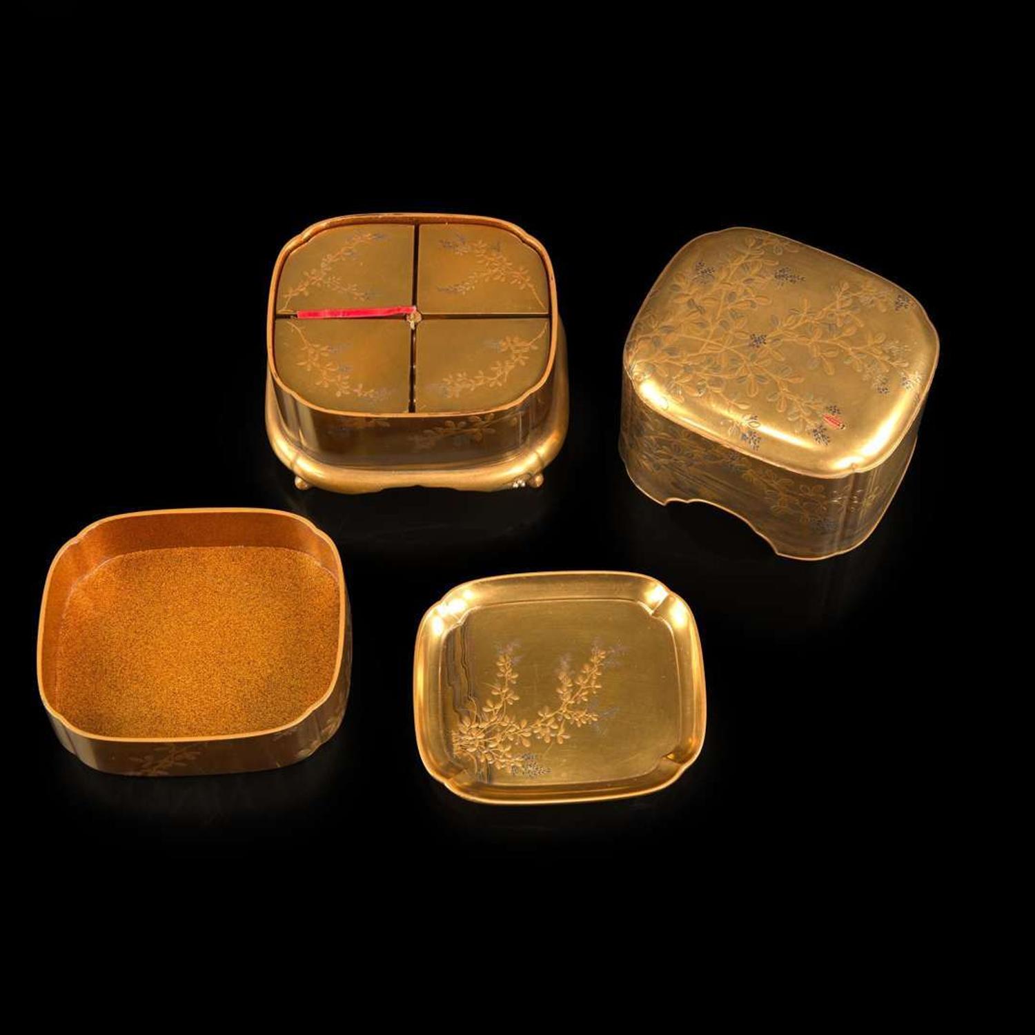 Three Japanese lacquer boxes with covers 日本漆器盖盒三件 Meiji to Taisho period ?????