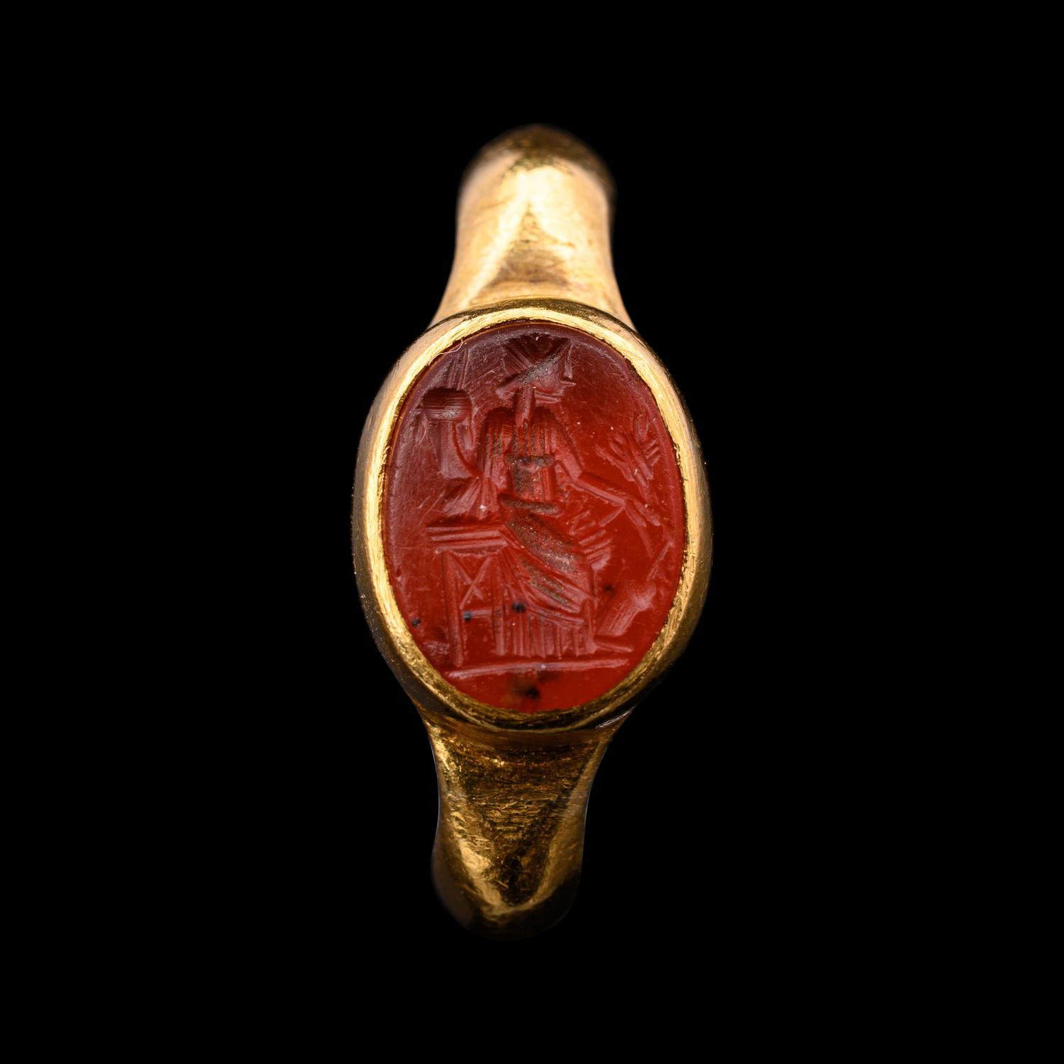 A Roman Carnelian Ringstone with Fortuna