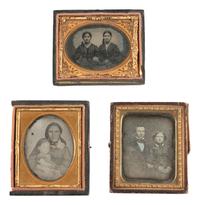[EARLY PHOTOGRAPHY]. Assorted cased images of pairs and trios of sitters.