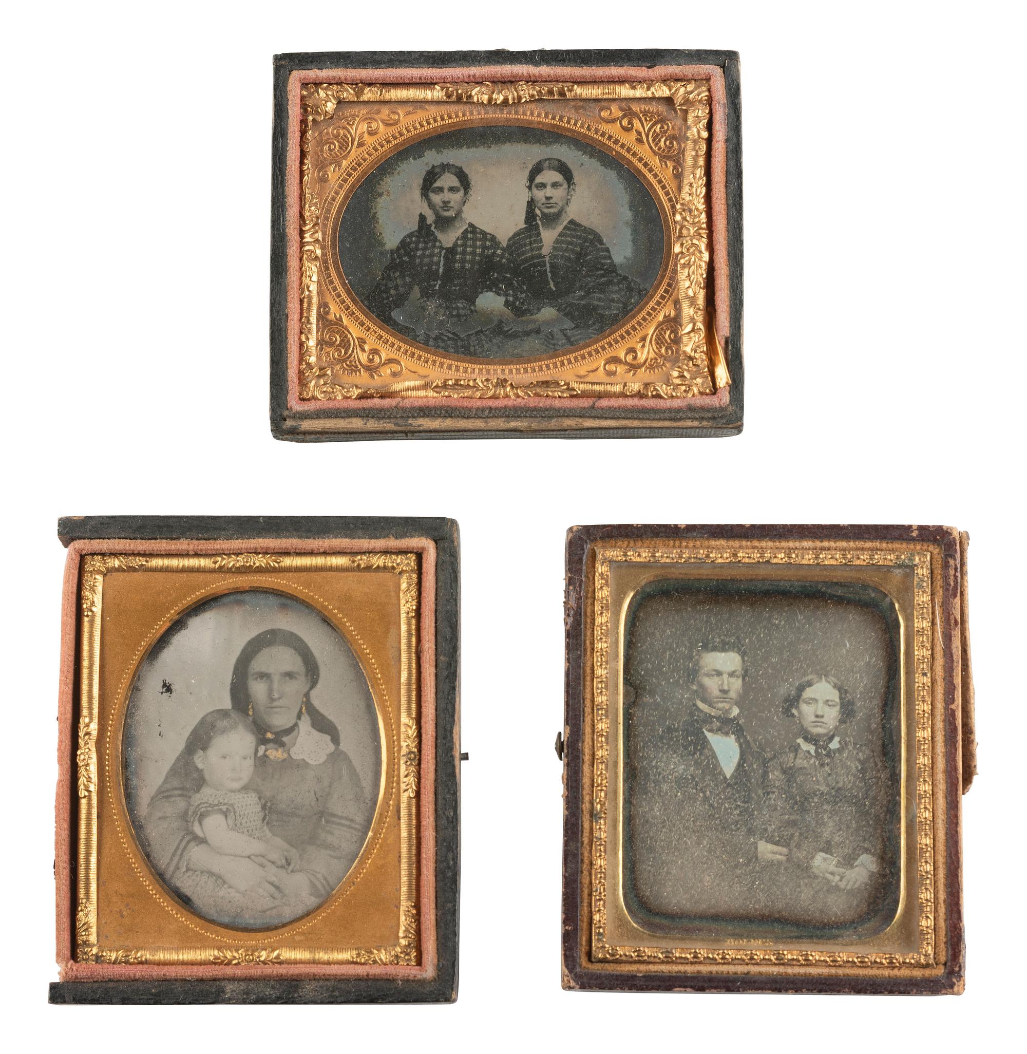 [EARLY PHOTOGRAPHY]. Assorted cased images of pairs and trios of sitters.