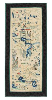 Eleven Chinese Embroidered Silk Panels Length of longest 31 inches. — LATE QING DYNASTY