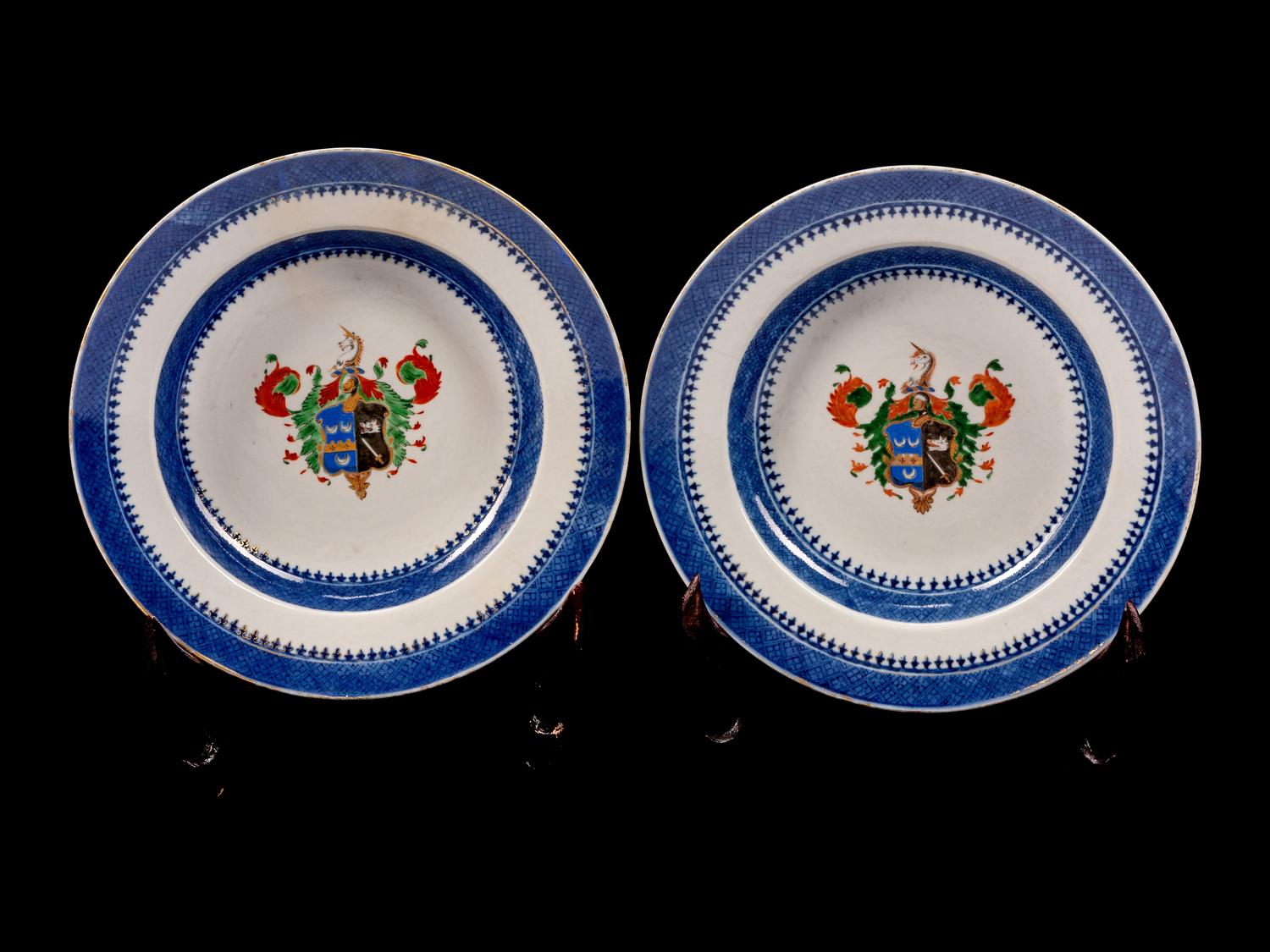 A Pair of Chinese Export Porcelain Armorial Plates