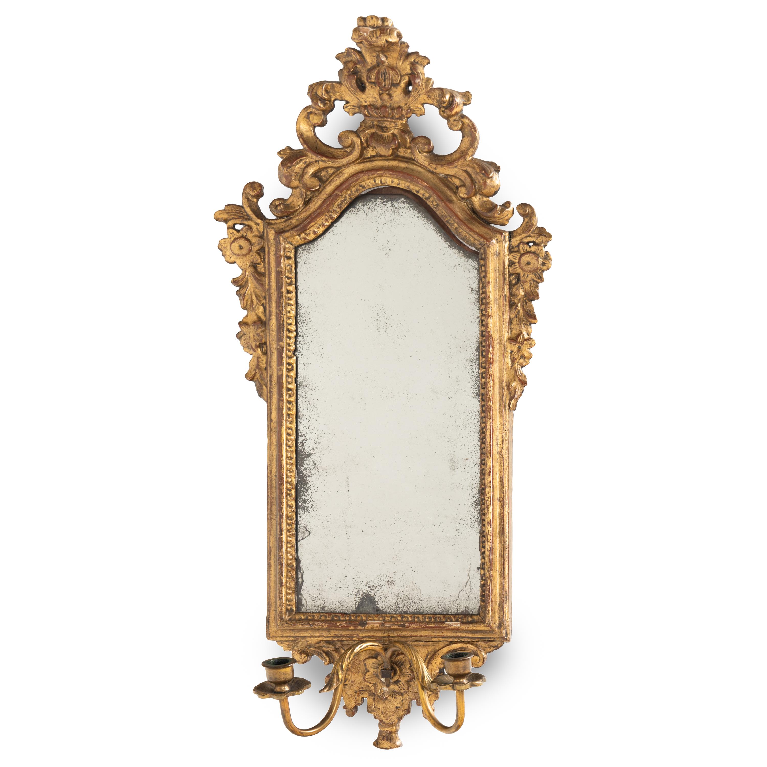 A Pair of Italian Giltwood Girandole Mirrors