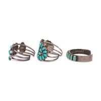 Navajo and Zuni Silver and Turquoise Cuff Bracelets