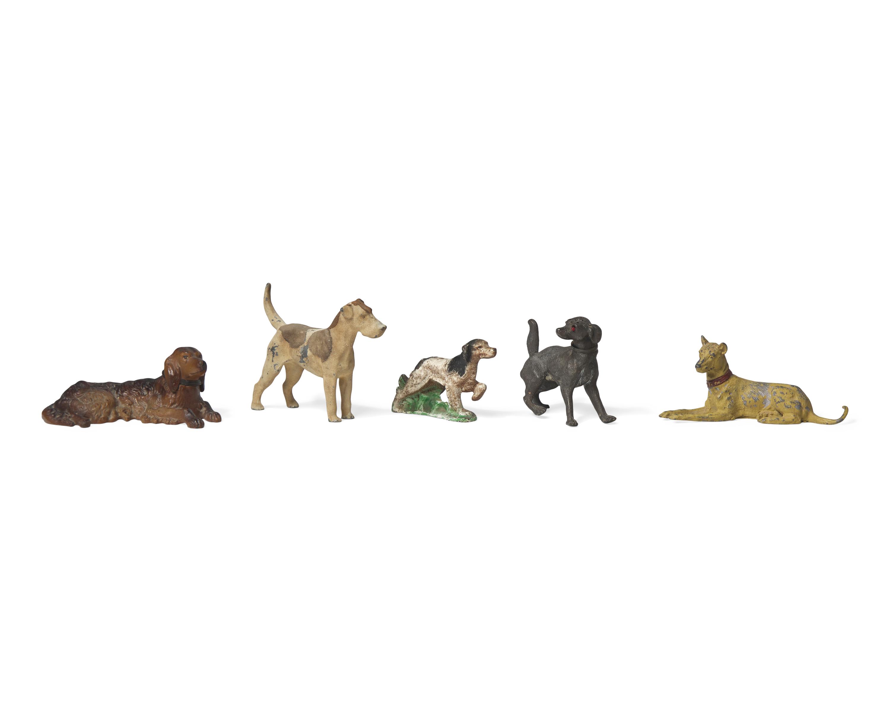 A Collection of Twenty-Five Cast and Painted Metal Dog Figurines