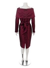 Two Catherine Regehr Burgundy Satin Evening Dresses and One Badgley Mishka Dress
