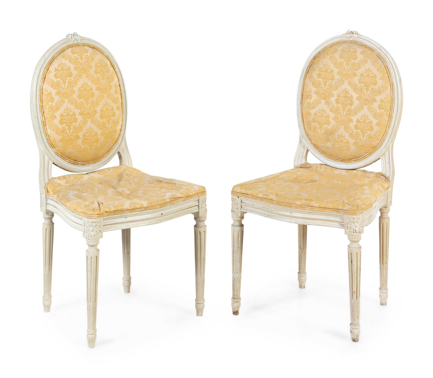 A Pair of Louis XVI Style Painted Side Chairs