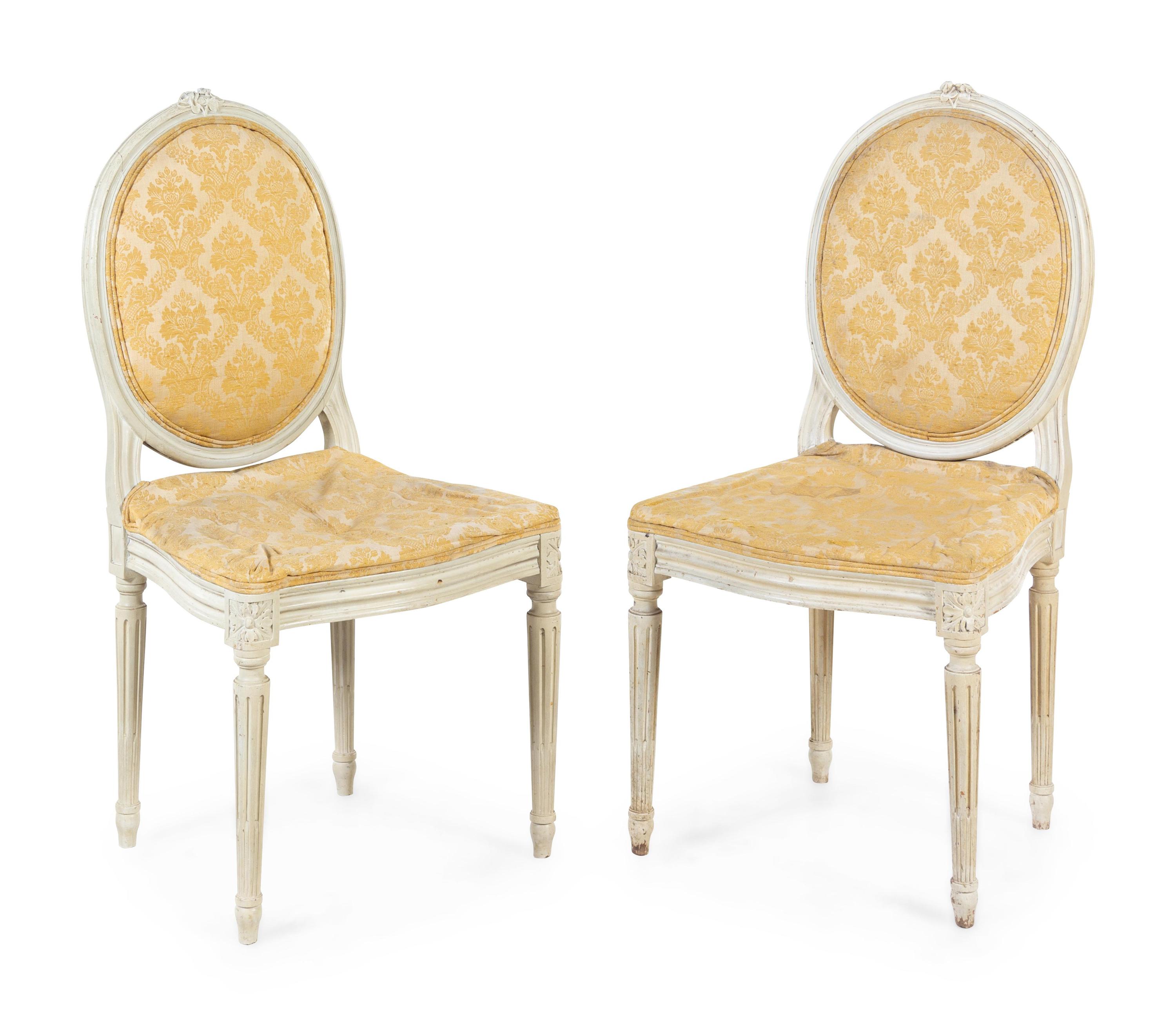 A Pair of Louis XVI Style Painted Side Chairs