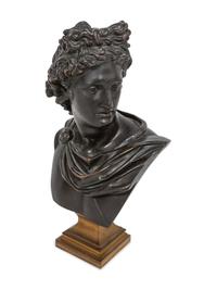 A French Patinated Bronze Bust of Apollo Belvedere