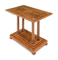 A Middle Eastern Bone Inlaid Walnut Table