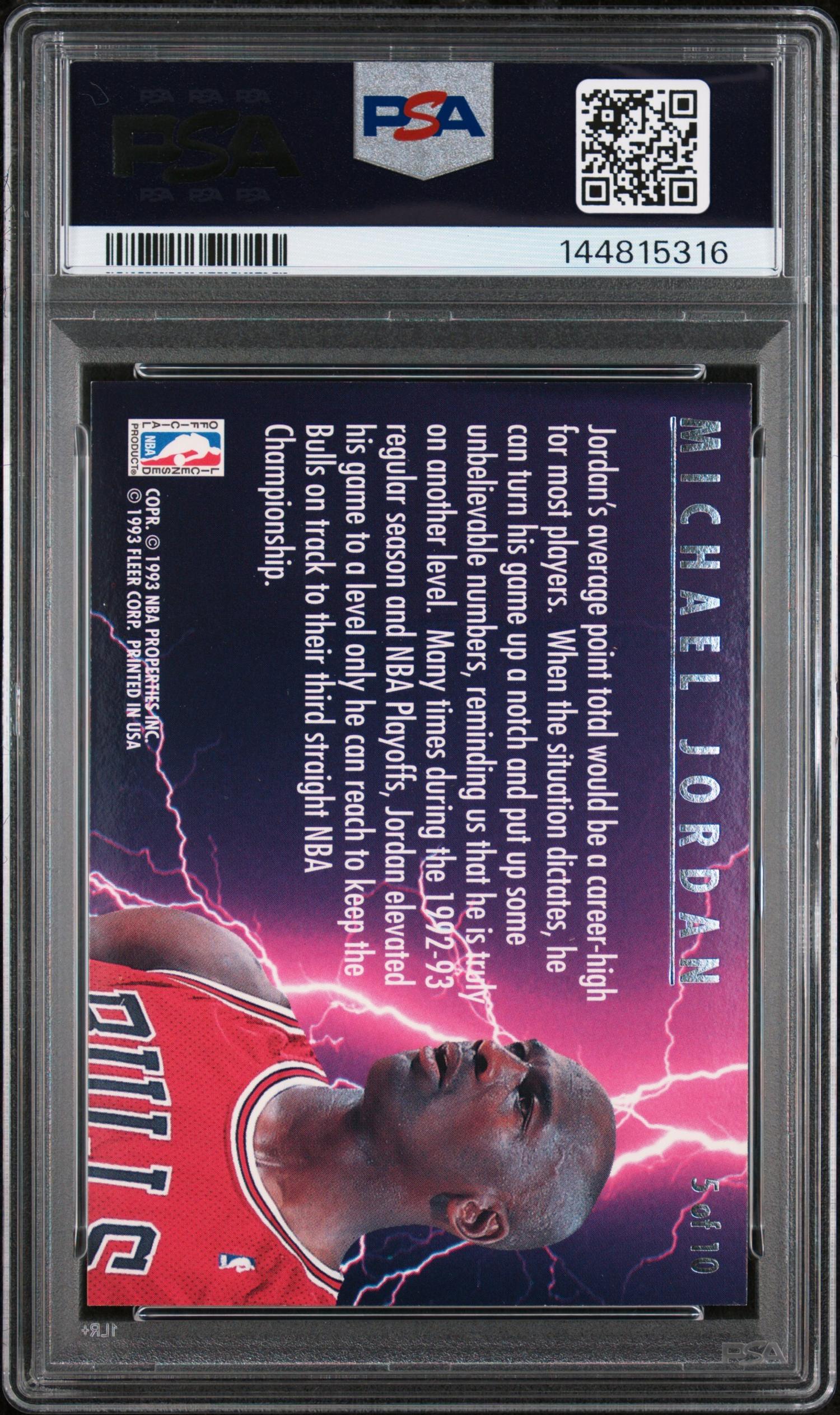 A 1993 Ultra Scoring Kings Michael Jordan Basketball Card No. 5 (PSA 8 NM-MT)