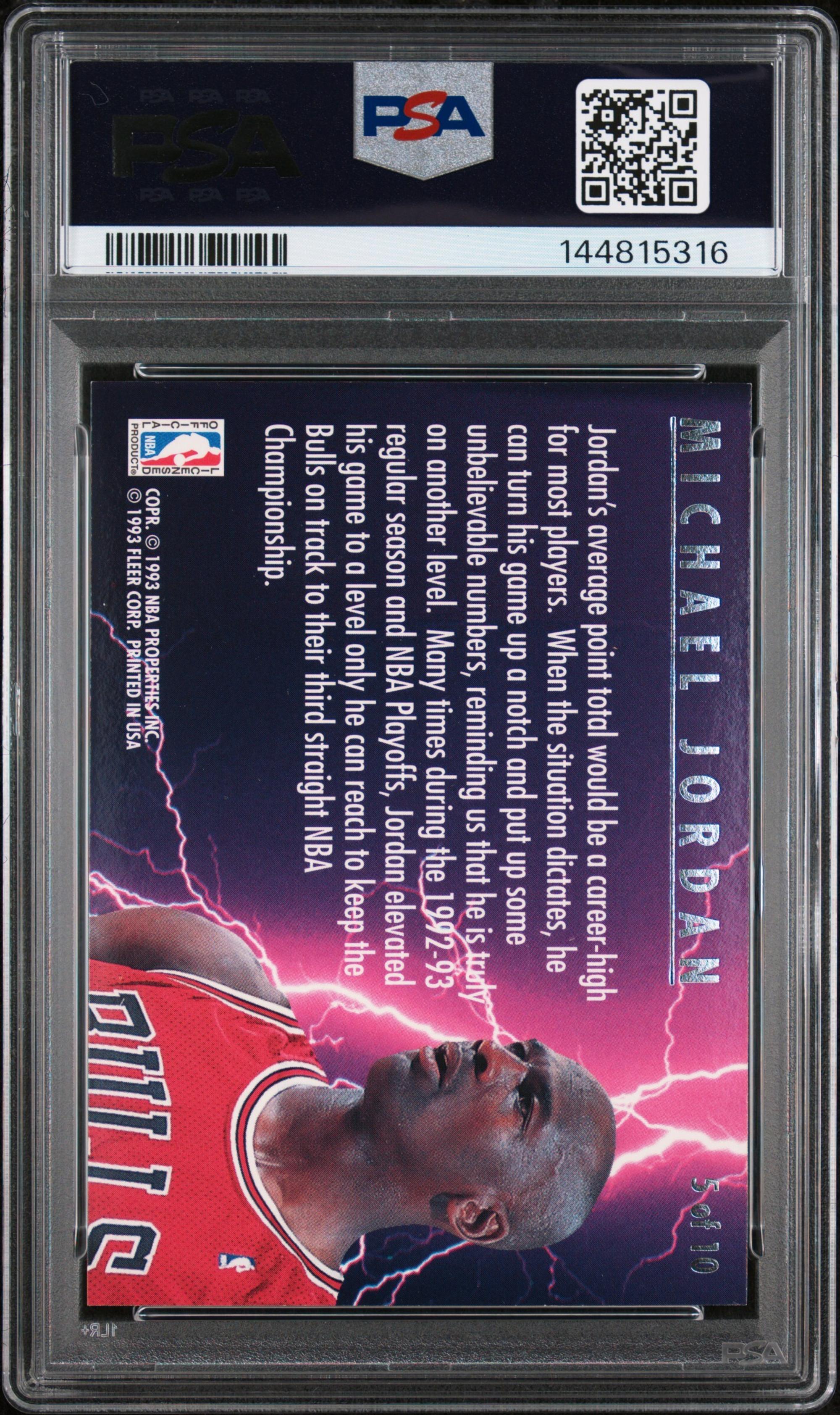 A 1993 Ultra Scoring Kings Michael Jordan Basketball Card No. 5 (PSA 8 NM-MT)
