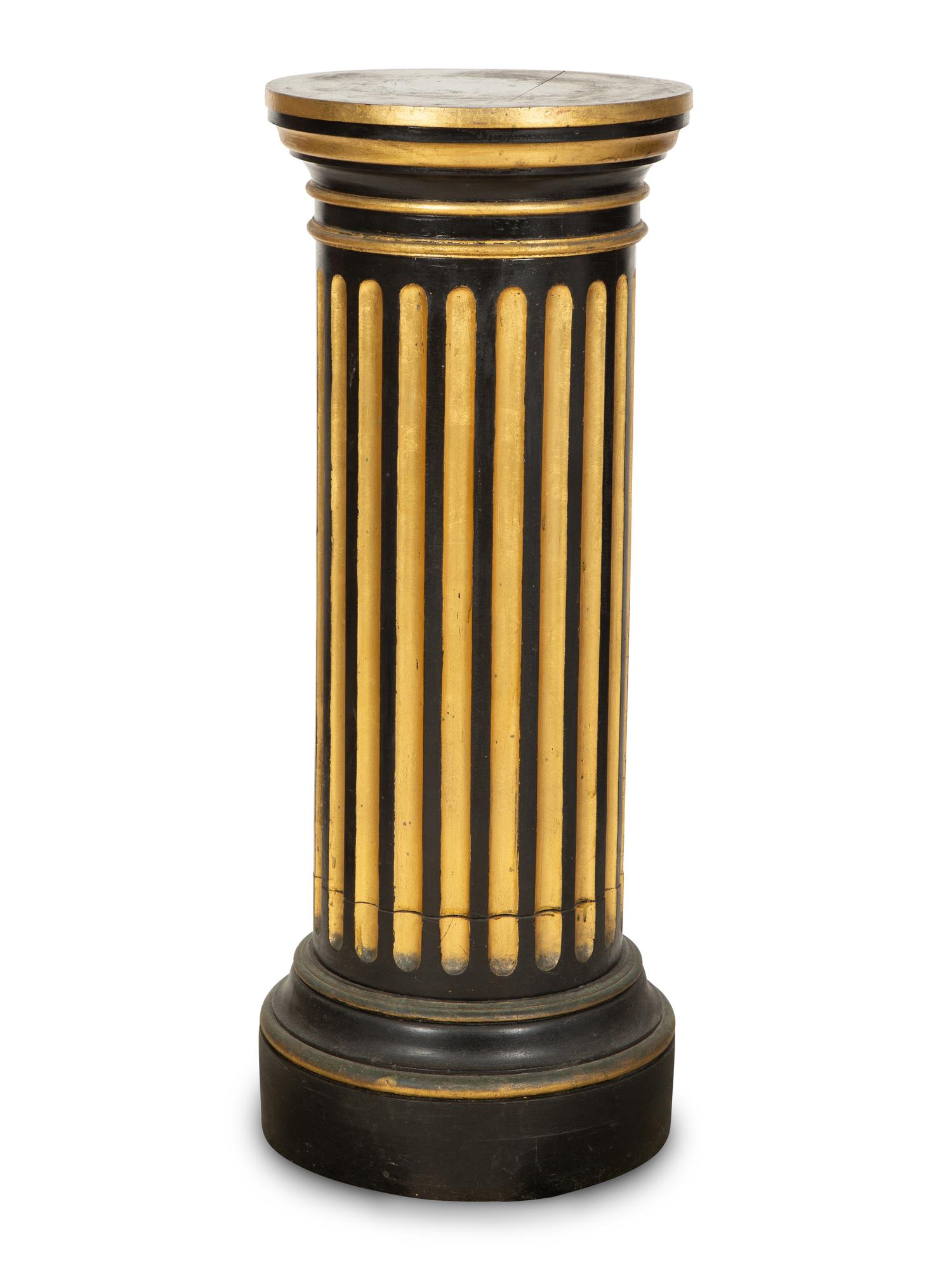 A Neoclassical Style Painted and Parcel Gilt Pedestal